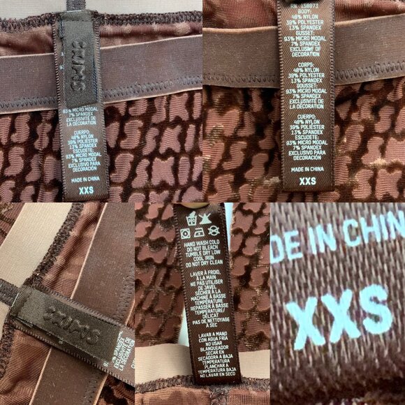 Skims Velvet Flare Legging Pant 2XS XXS Chestnut Brown Allover Logo Print Sheer - Picture 3 of 11